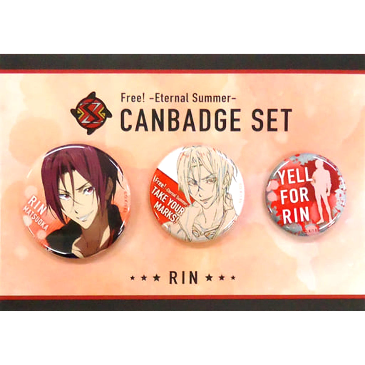 Free!: Eternal Summer Rin Matsuoka Yell For Free! & High Speed Can Badge Set Set of 3 Buttons [USED]