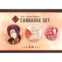 Free!: Eternal Summer Rin Matsuoka Yell For Free! & High Speed Can Badge Set Set of 3 Buttons [USED]