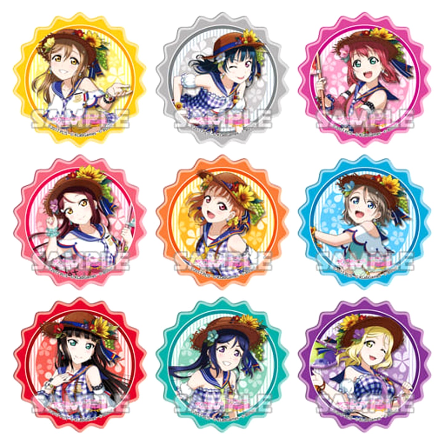 Hanamaru Kunikida & Others Love Live! Sunshine!! All 9 Types Set Random Acrylic Badge Ver.2 [USED]