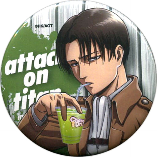 Attack on Titan Levi Ackerman Background Title Chara Dri!! Original Can Badge Collabo Cafe Honpo Limited Buttons [USED]