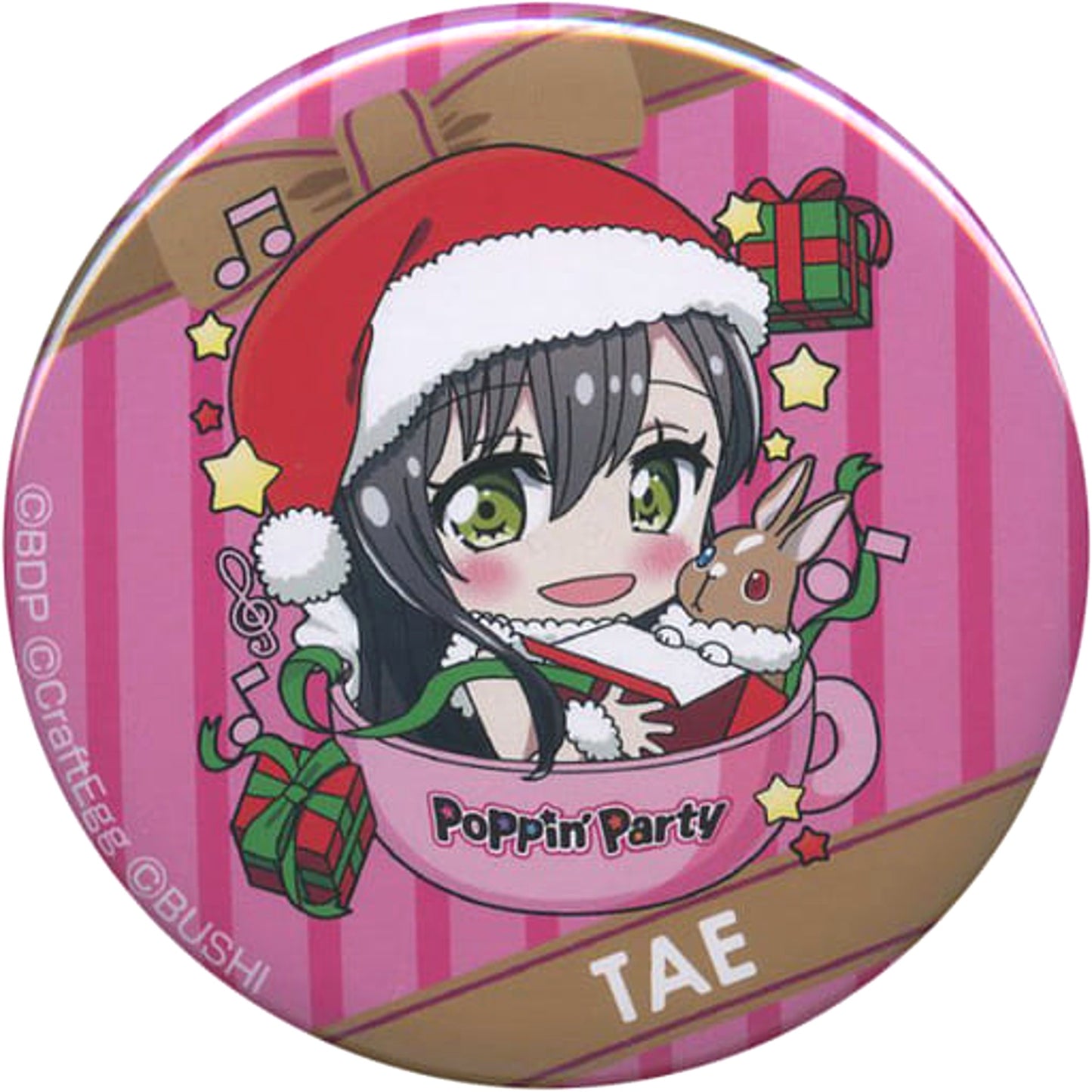 BanG Dream! Girls Band Party! Tae Hanazono Encore! Can Badge Christmas Chibi Character Ver. Bang Dream! Girls Band Party! Cafe Limited Buttons [USED]