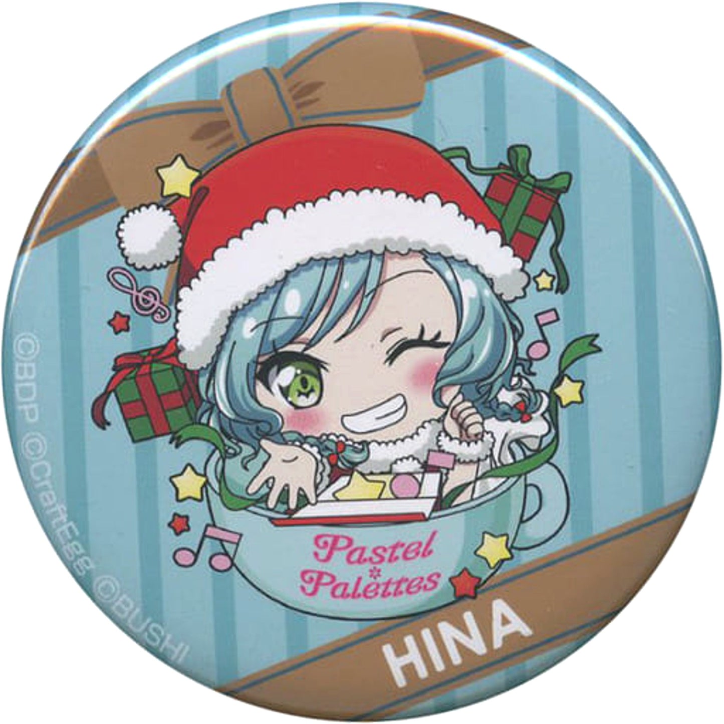 Hina Hikawa BanG Dream! Girls Band Party! Encore! Button Christmas Chibi Character Ver. Bang Dream! Girls Band Party! Cafe Limited [USED]