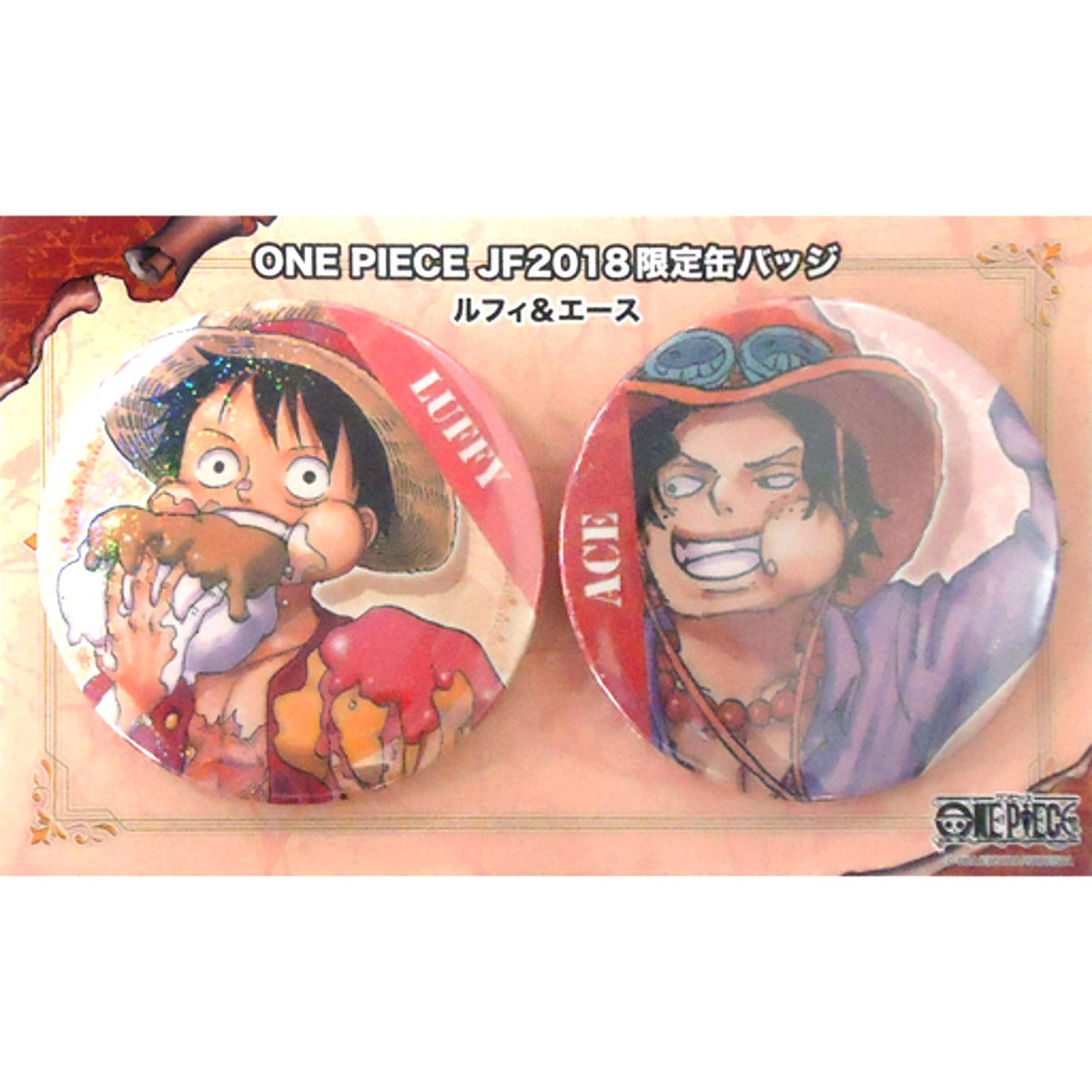 Set of 2 Luffy & Ace JF2018 Limited Ver. One Piece Collection Button Jump Festa 2018 Goods [USED]