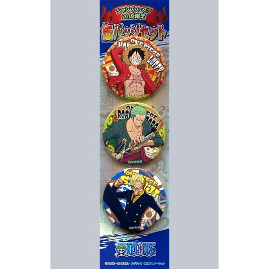 Set of 3 Luffy Zoro Sanji One Piece Button Jump Festa 2018 Goods [USED]