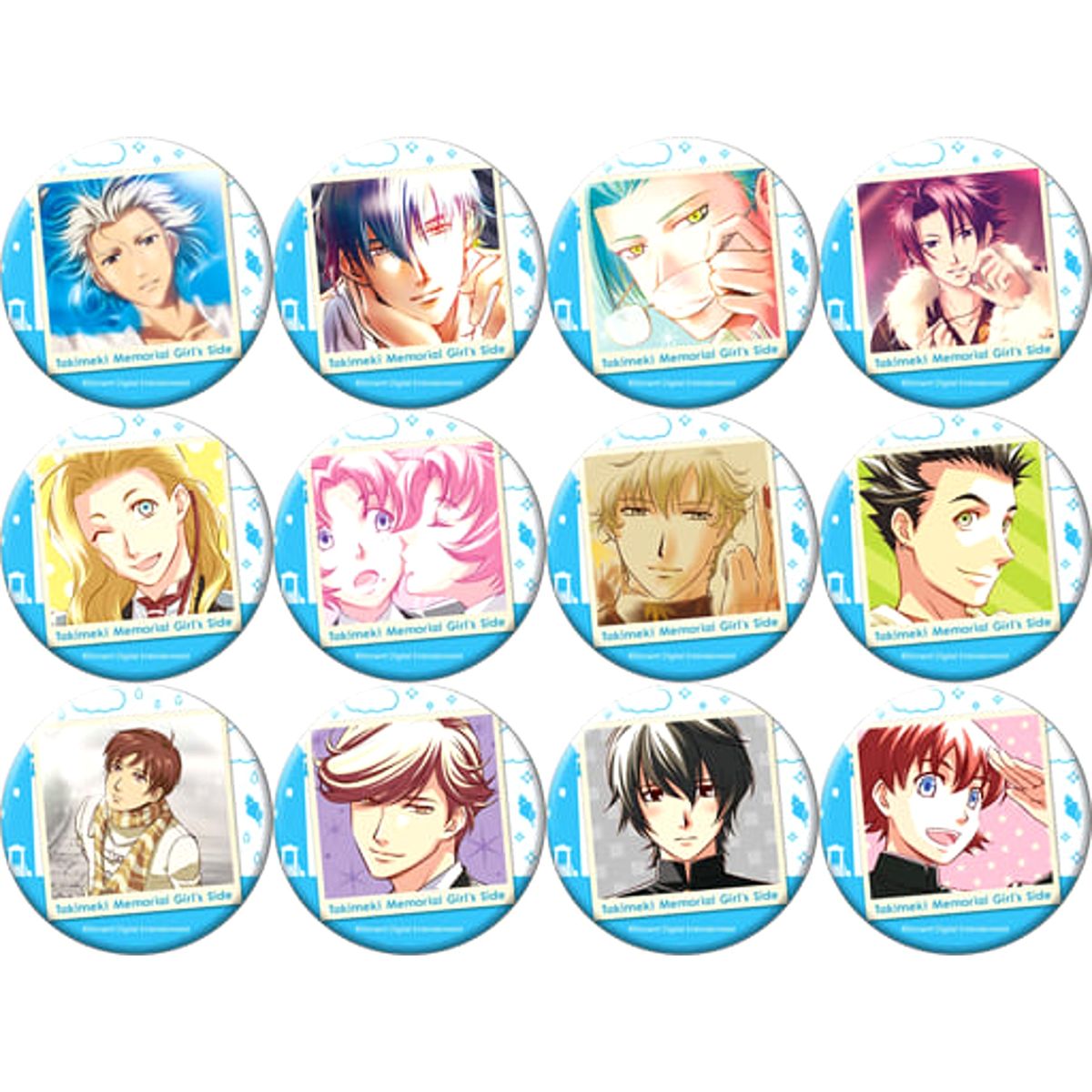 Tokimeki Memorial Girl's Side Teru Saeki & Others Trading Can Badge 2nd Season All 12 Types Set Buttons [USED]