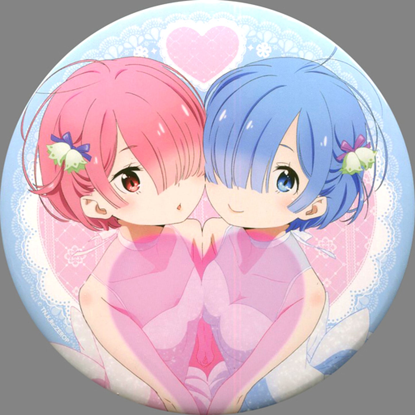 Ram & Rem Anime Illustration Ver. BIG Button with Stand Re:ZERO Starting Life in Another World Ram and Rem's Birthday Life 2018 in Shibuya Marui [USED]