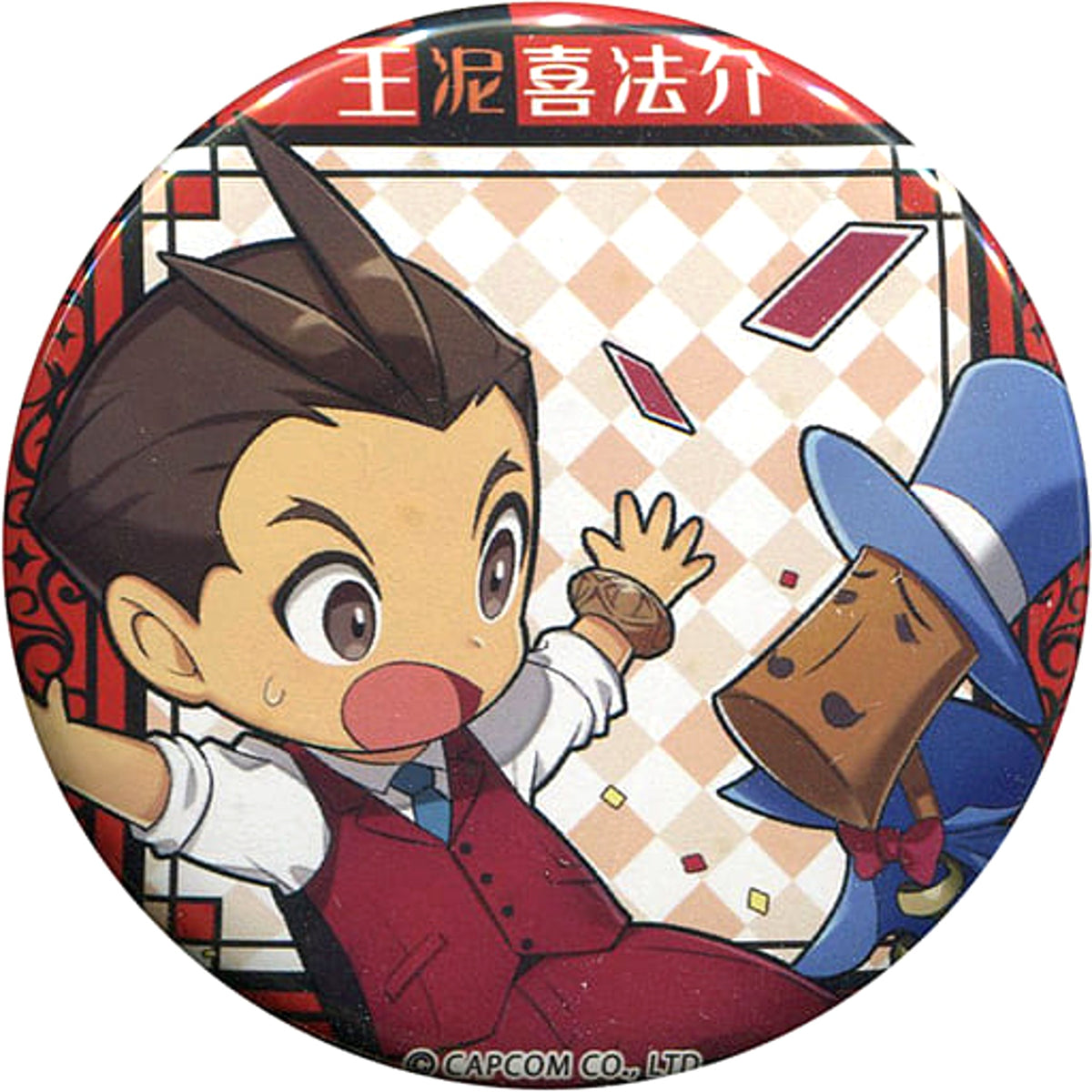 Ace Attorney Hosuke Odoroki Trading Can Badge Attraction Festa in Tokyo Tower Limited Buttons [USED]