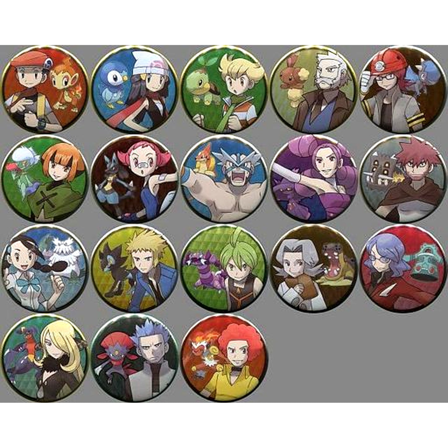 Set of 18 All Characters Pokemon Button Collection Sinnoh Region Pokemon Center Limited [USED]