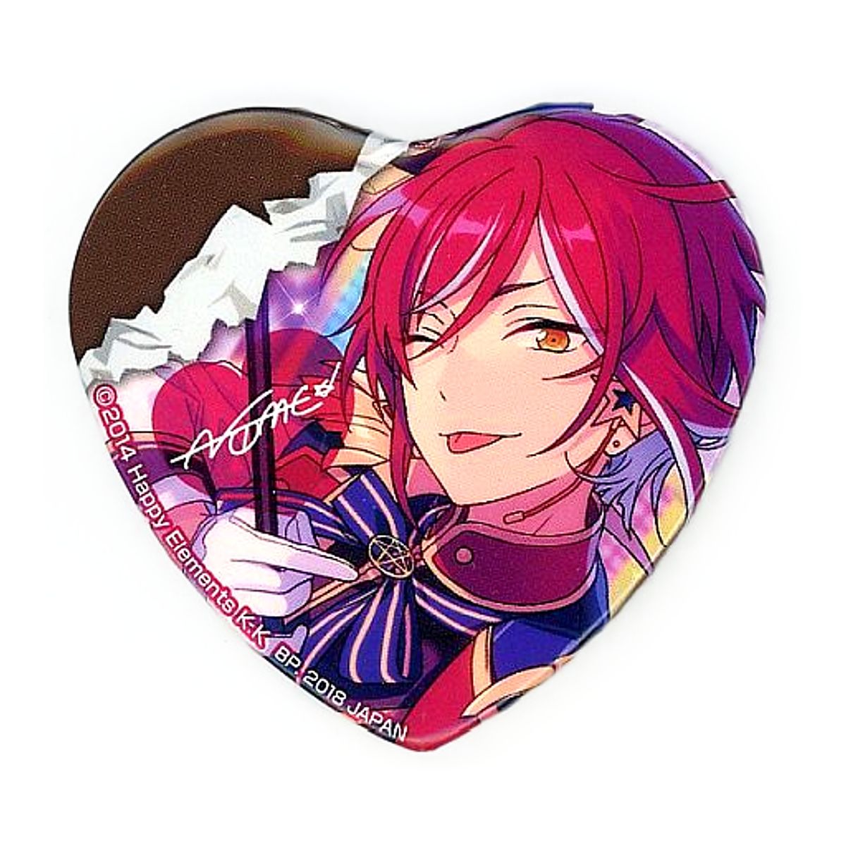 Natsume Sakasaki Switch Ensemble Stars! Amusement Ichiban Cafe Munekyun! Chocolat Party  Heart Shaped Can Badge PART2 Can Badge [USED]