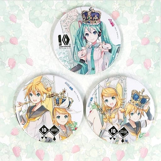 Hatsune Miku Rin Kagamine Len Kagamine VOCALOID Set of 3 10th Anniversary Badge [USED]