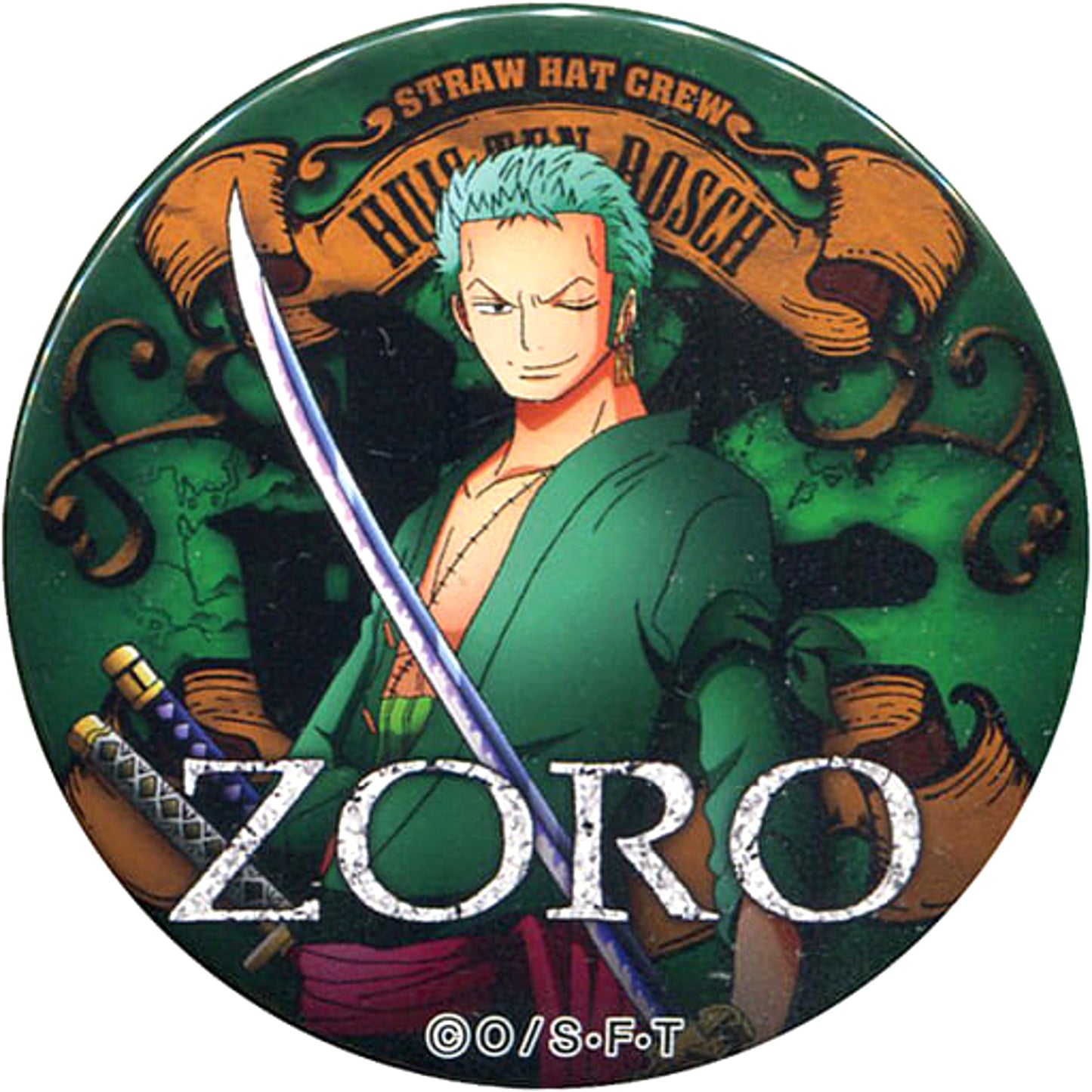 One Piece Roronoa Zoro Yakara Can Badge Huis ten Bosch Limited Buttons [USED]