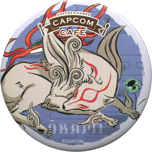 Okami Amaterasu Issun Background Purple Can Badge Capcom Cafe Shinjuku Store Limited Buttons [USED]