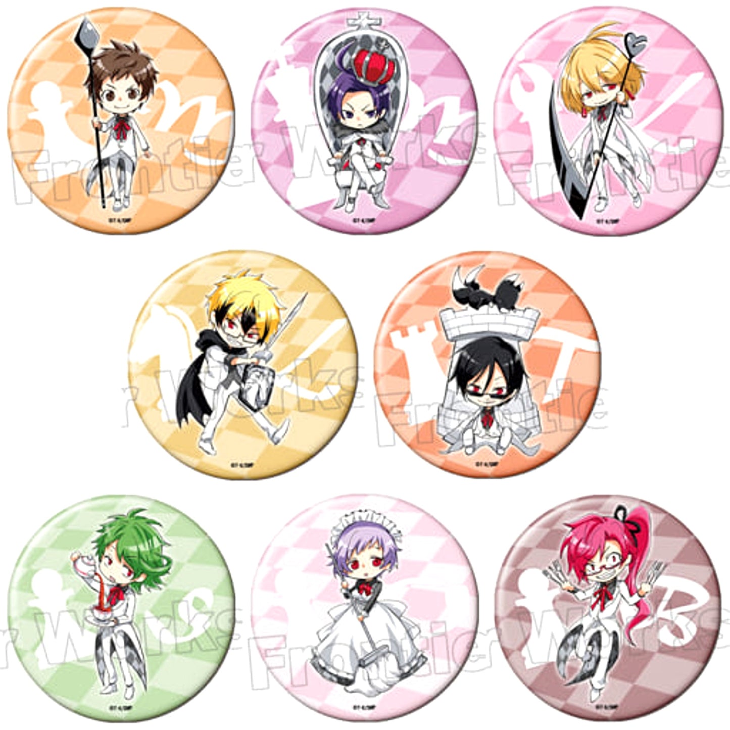Set of 8 Servamp the Movie Trading Button Chess Ver. A [USED]