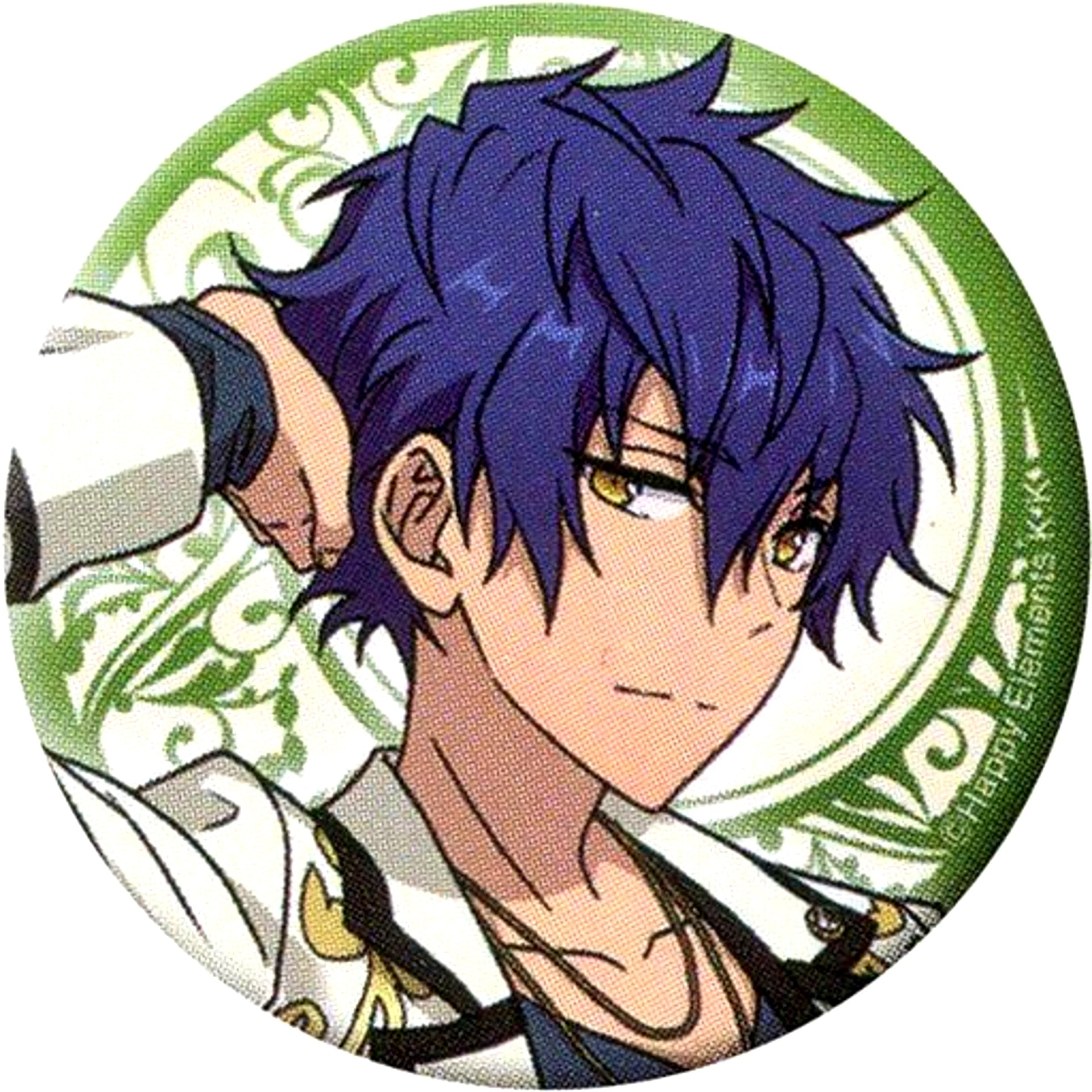 Jun Sazanami - Outer Green / Background White / Hand on Head Ensemble Stars Character Badge Collection Ver. Eve [USED]