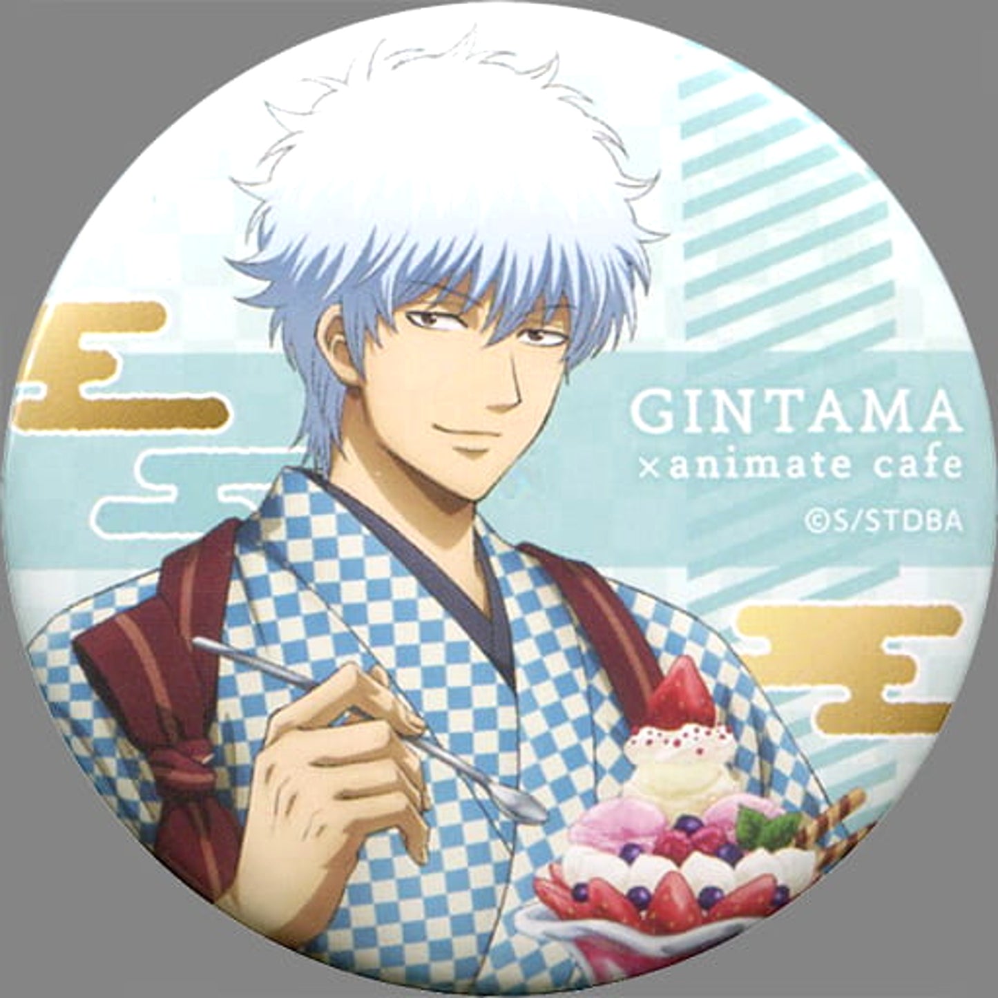 Gintama Gintoki Sakata Trading Can Badge animate cafe Limited Buttons [USED]