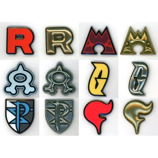 Team Rocket & Others Pokemon Ultra Sun and Ultra Moon All 12 Types Set Pins Collection Secret Teams Pokemon Center Limited [USED]