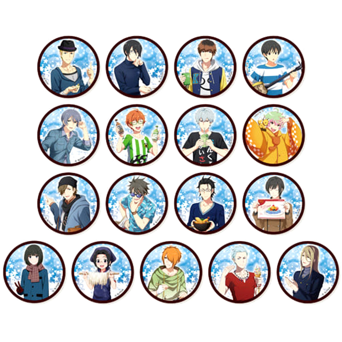 THE IDOLM@STER SideM Hokuto Ijuin & Others Trading Can Badge Natural Face Idols Type Intelligent All 17 Types Set Buttons [USED]
