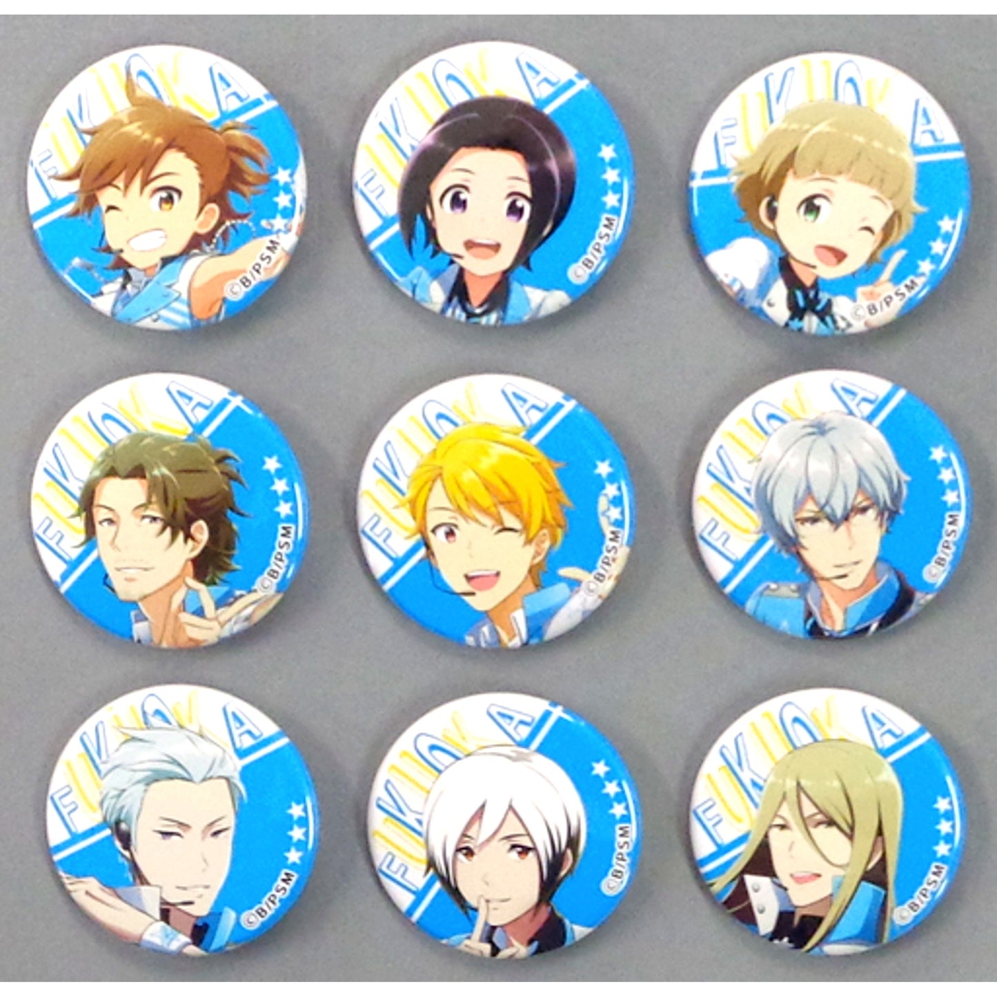 Set of 9 The Idolmaster SideM 3rd Live Tour Cafe Original Pieces Badge C Fukuoka [USED]