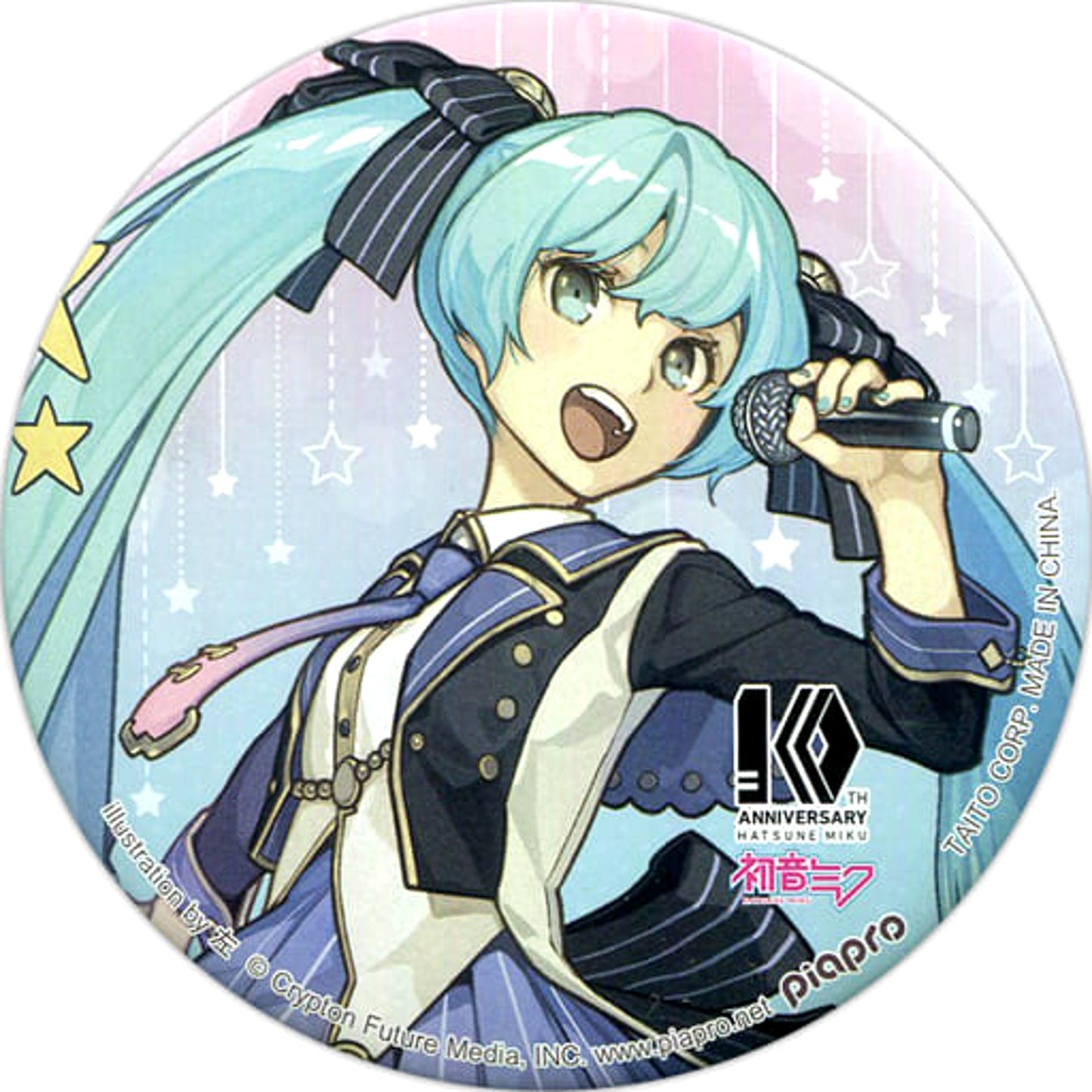 Hatsune Miku Illustration: Left VOCALOID Taito Kuji Honpo Newly Drawn Big Button 10th Anniversary Original Big Button Prize [USED]