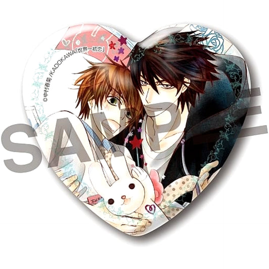 The World's Greatest First Love Ritsu Onodera Masamune Takano Heart Shaped Can Badge Buttons [USED]