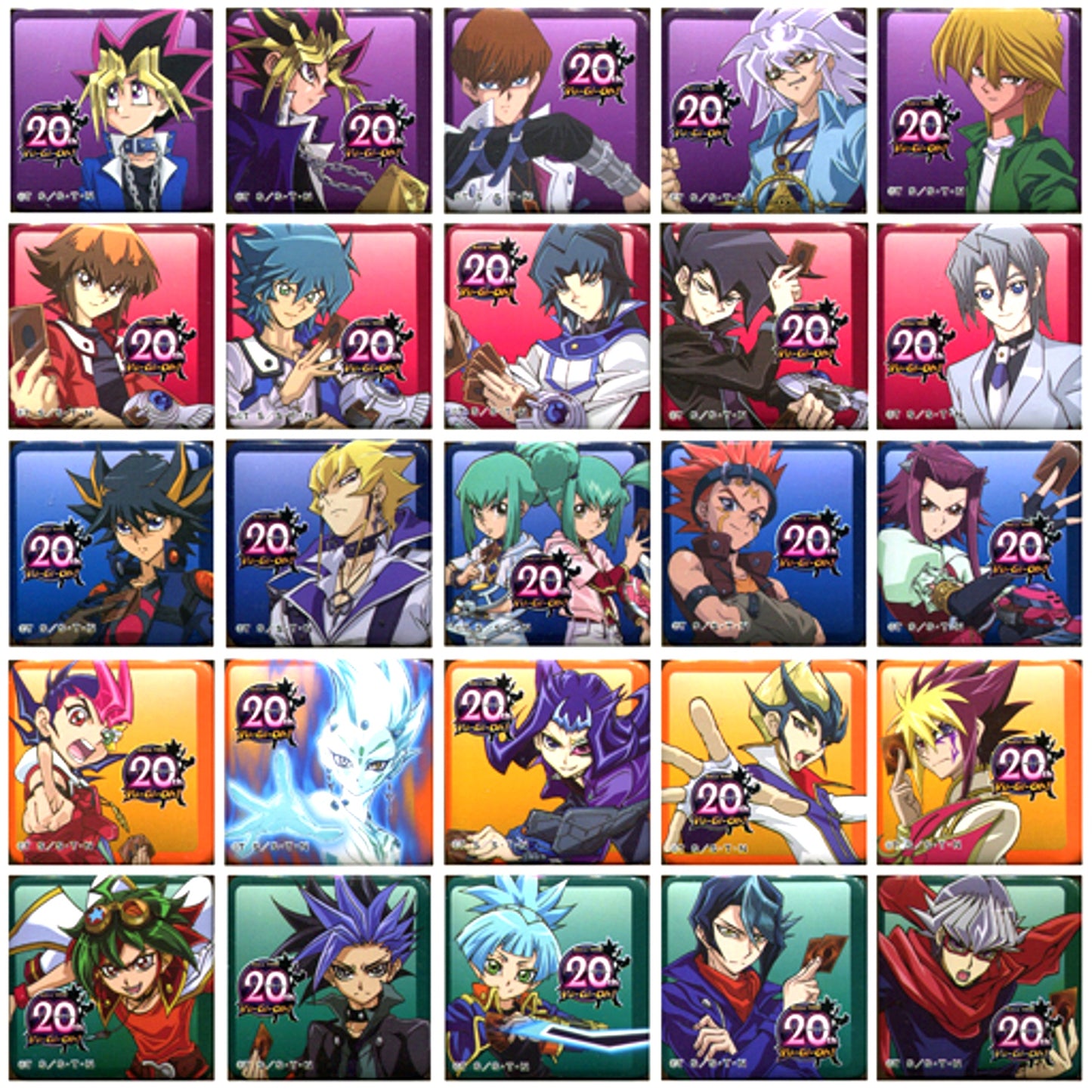 Set of 25 Yu-Gi-Oh! 20th Exhibition Road of Duelist Cube Collection Button [USED]