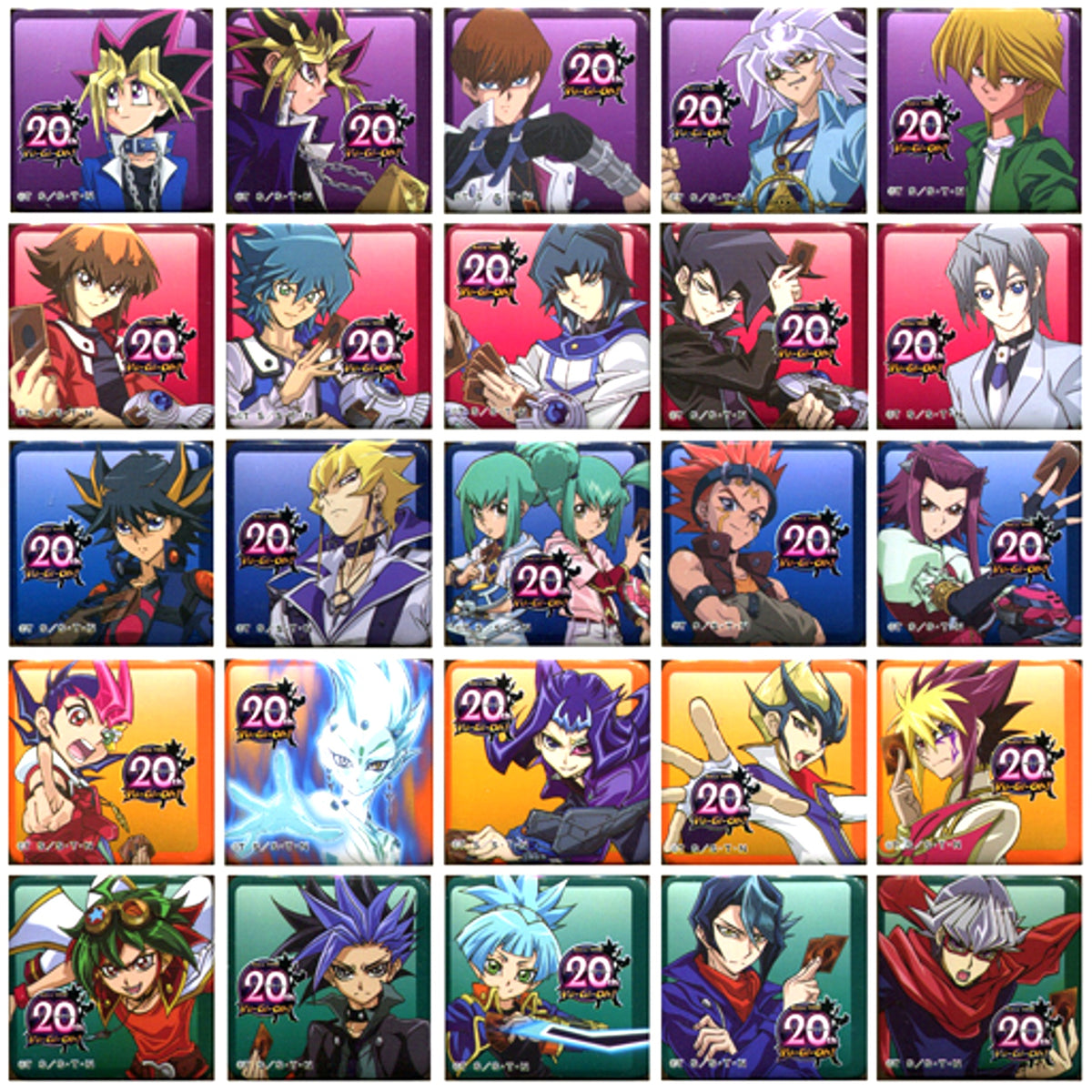 Set of 25 Yu-Gi-Oh! 20th Exhibition Road of Duelist Cube Collection Button [USED]