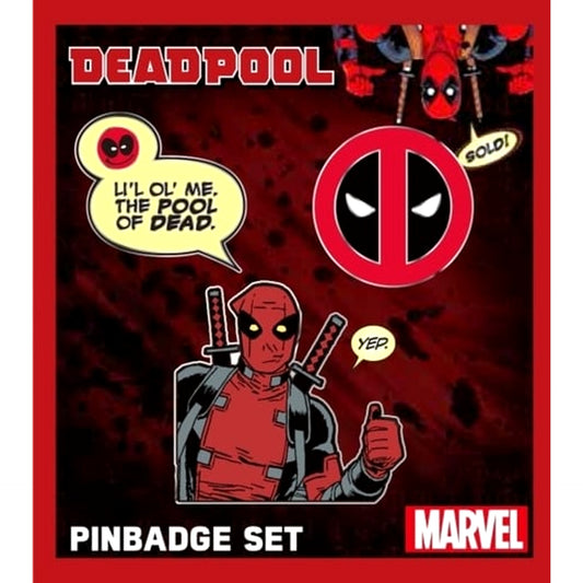 Deadpool Pin Badge Set Marvel Set of 3 Buttons [USED]