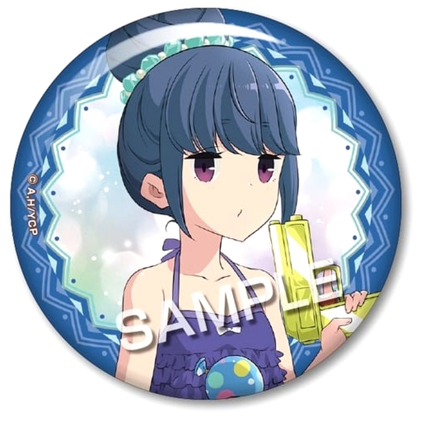 Laid-Back Camp Rin Shima Newly Drawn Trading Badge Natsucamp Ver. Buttons [USED]