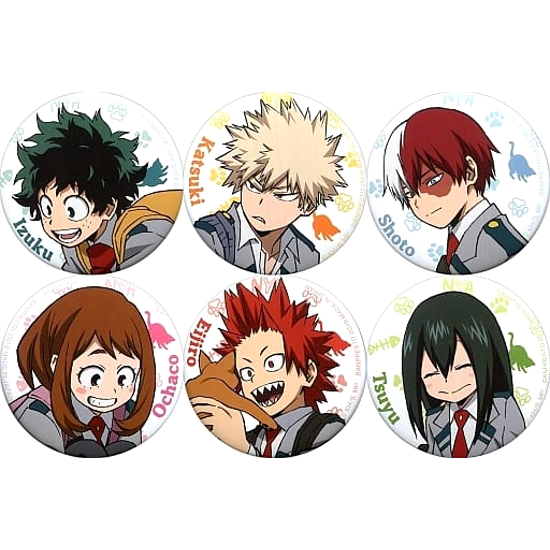 My Hero Academia Izuku Midoriya & Others Ichiban Kuji Can Badge A Break with The Cat Prize F All 6 Types Set Buttons [USED]