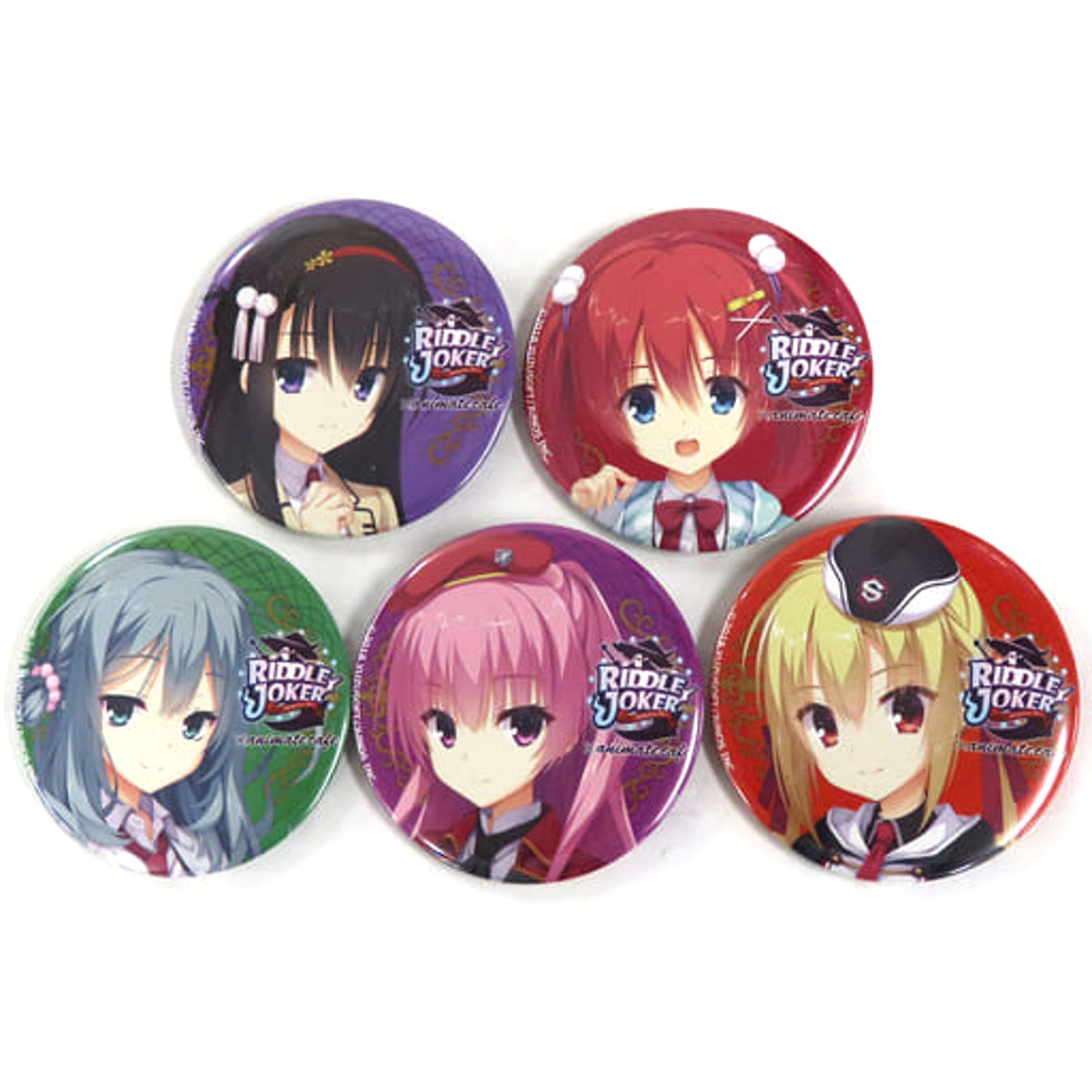 Yuzu Soft X animatecafe Ayase Mitsukasa & Others Riddle Joker Trading Can Badge All 5 Types Set Buttons [USED]