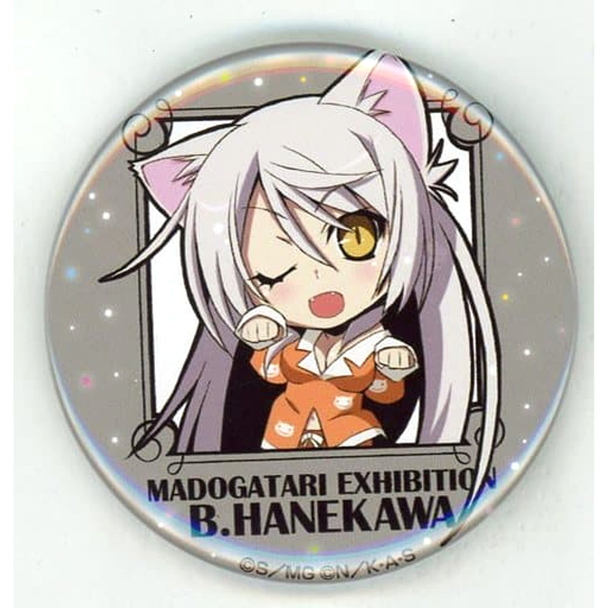 Puella Magi Madoka Magica x Monogatari Series Black Hanekawa Collection Can Badge MADOGATARI Exhibition Limited Buttons [USED]