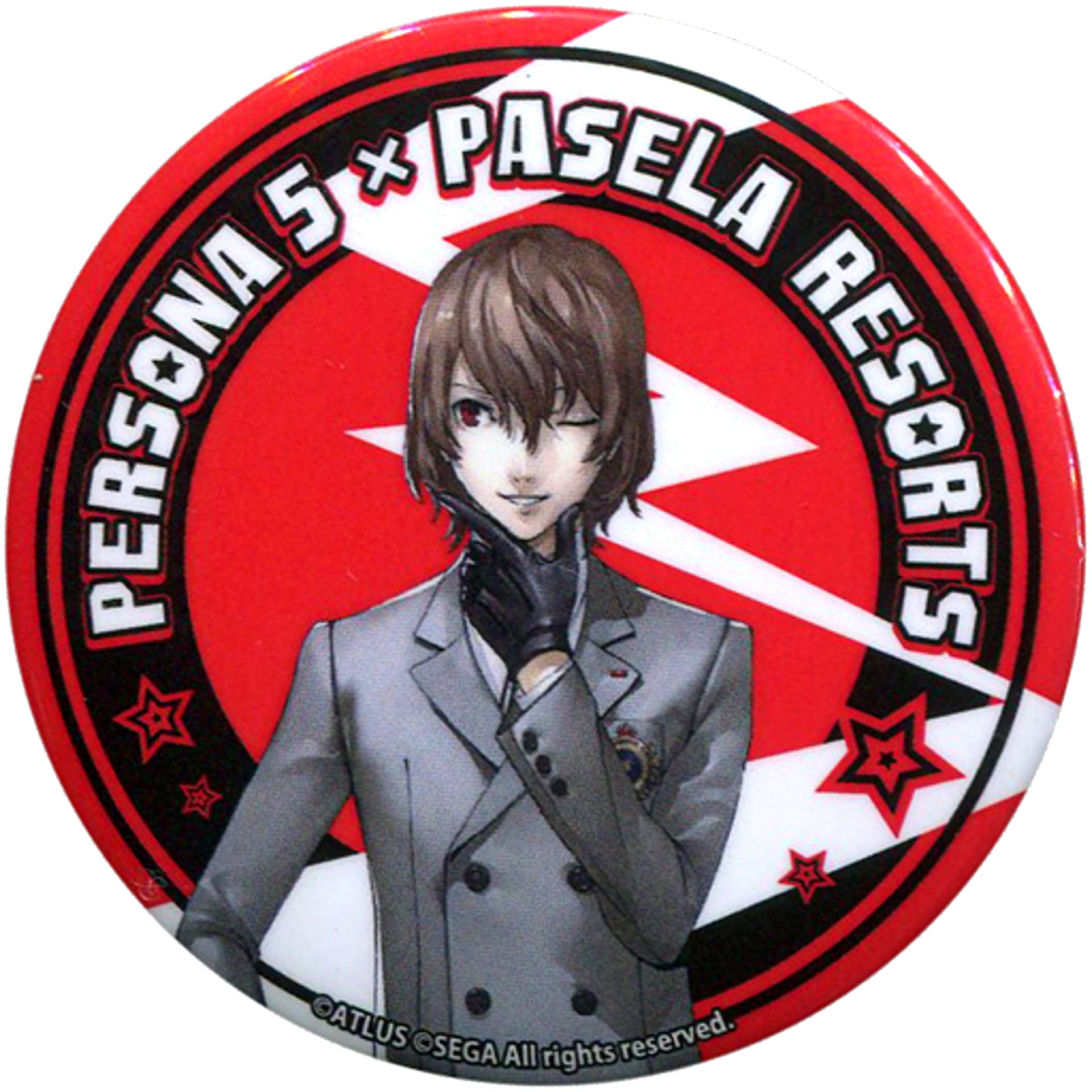 Goro Akechi Crow Title White Persona 5 Original Button Menu Order Bonus x PASELA RESORTS [USED]