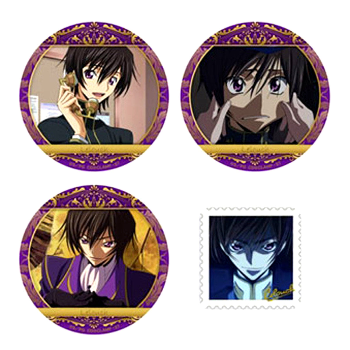 Lelouch Lamperouge Code Geass Lelouch of the Rebellion R2 Broadcast End 10th Anniversary Button Set of 4 [USED]