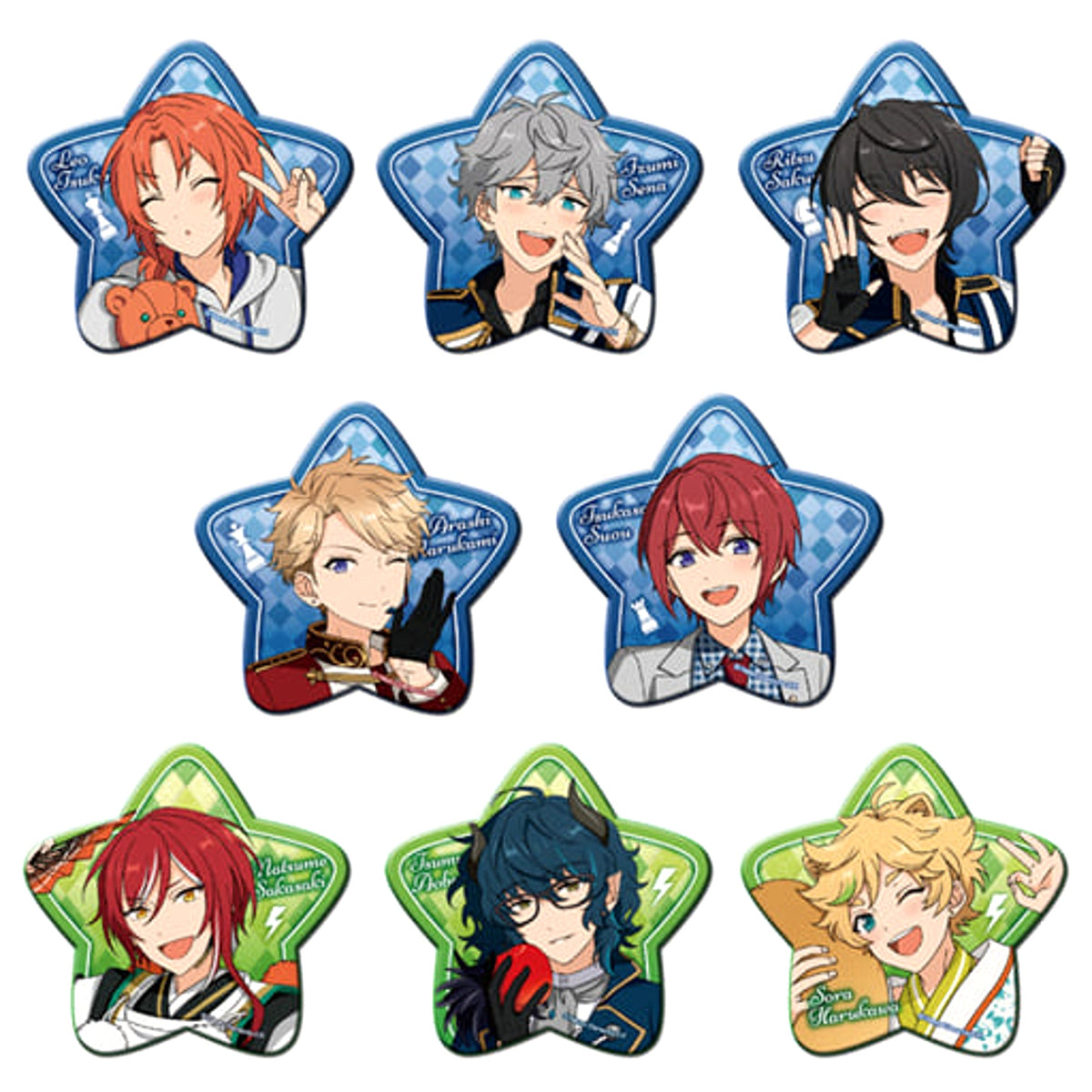 Ensemble Stars! Arashi Narukami & Others Star Can Badge Vol.2 All 8 Types Set Buttons [USED]