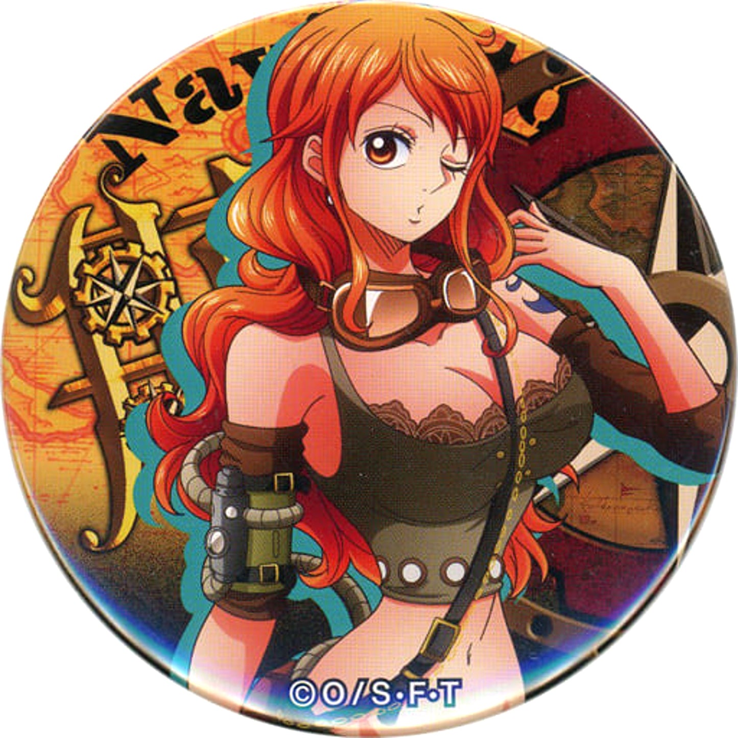 One Piece Nami Yakara Can Badge Part 11 Engine Buttons [USED]
