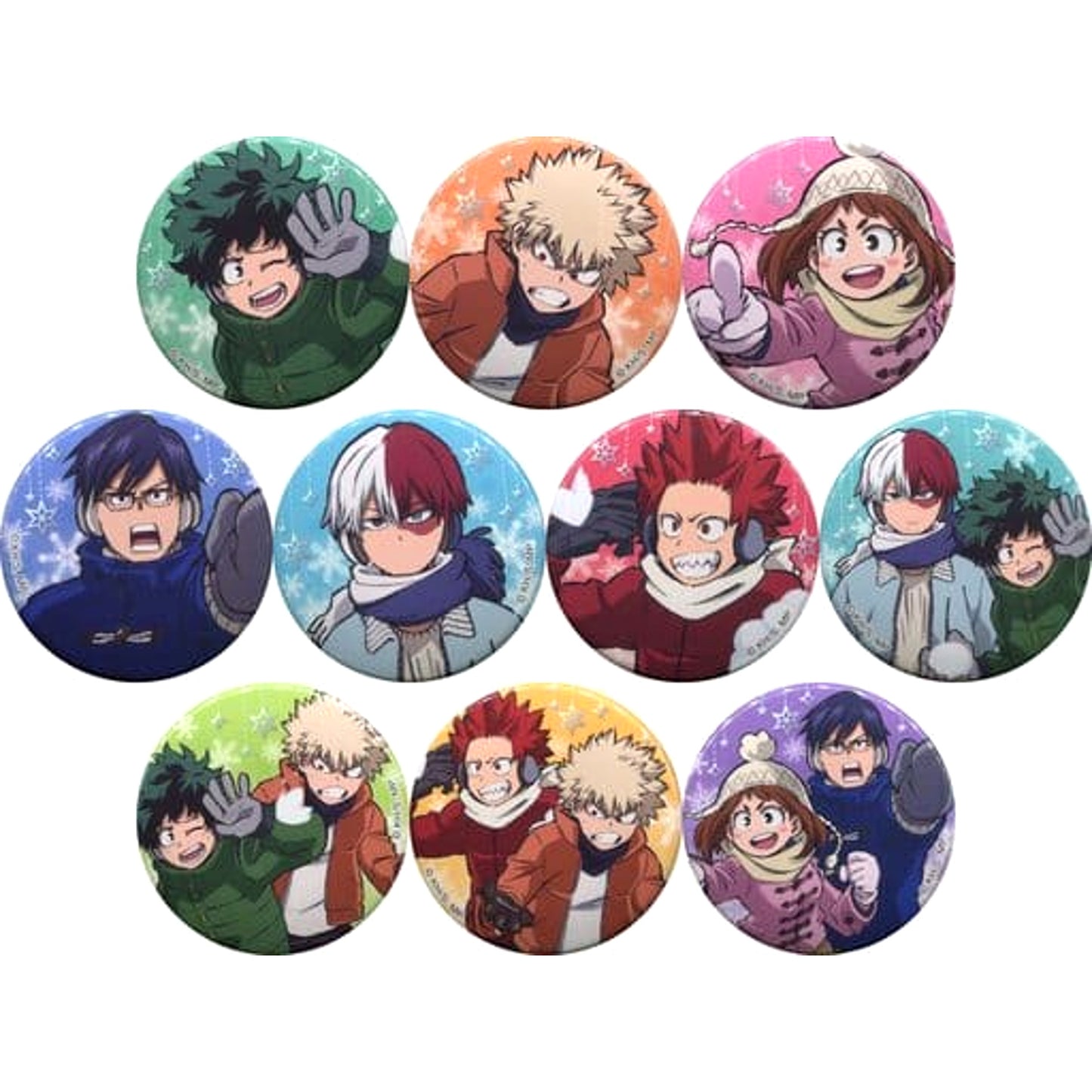 Izuku Midoriya & Others My Hero Academia All 10 Types Set Chara Badge Collection Snowball Fight [USED]