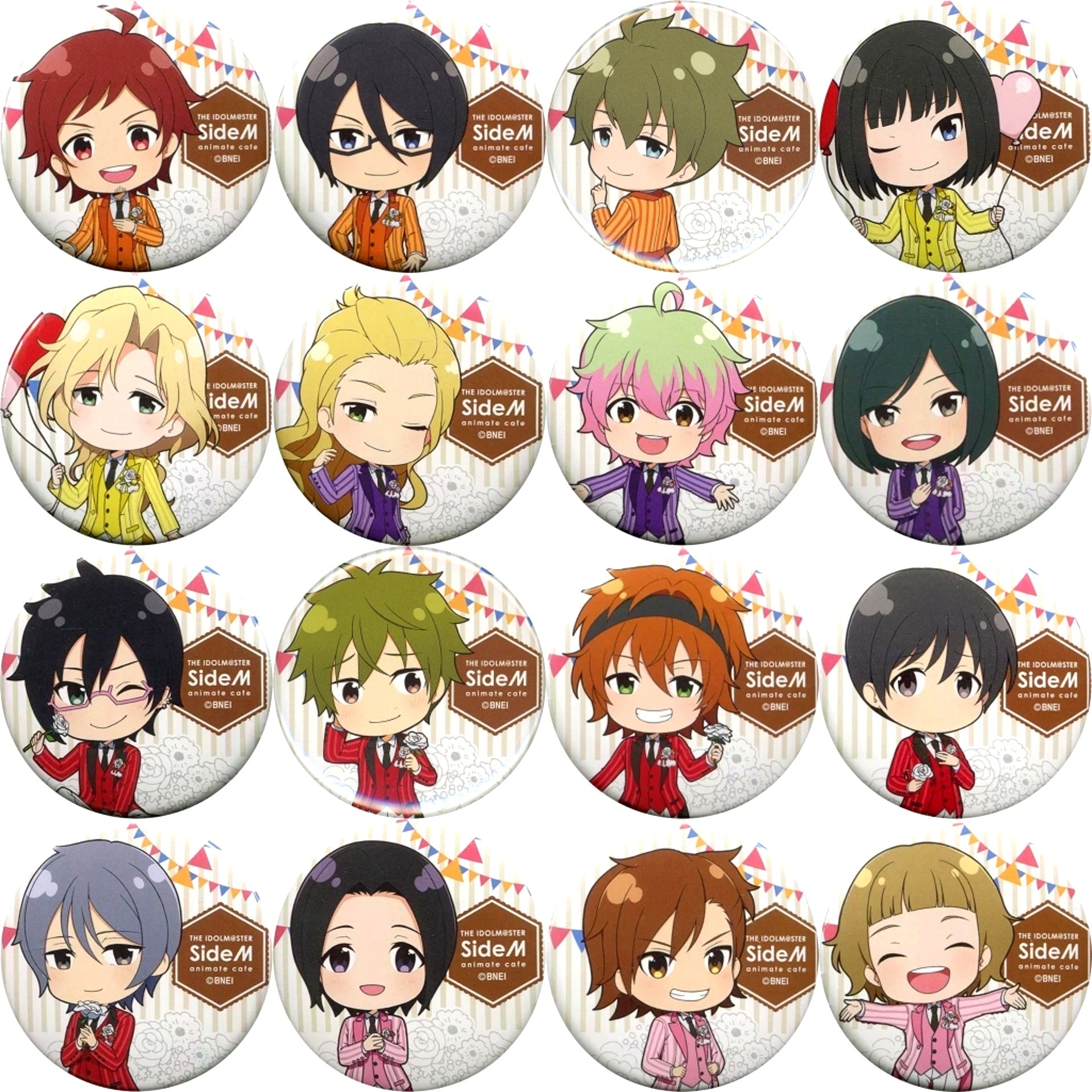 Set of 16 The Idolmaster SideM x animatecafe Trading Badge Garden Party Ver. Group A [USED]