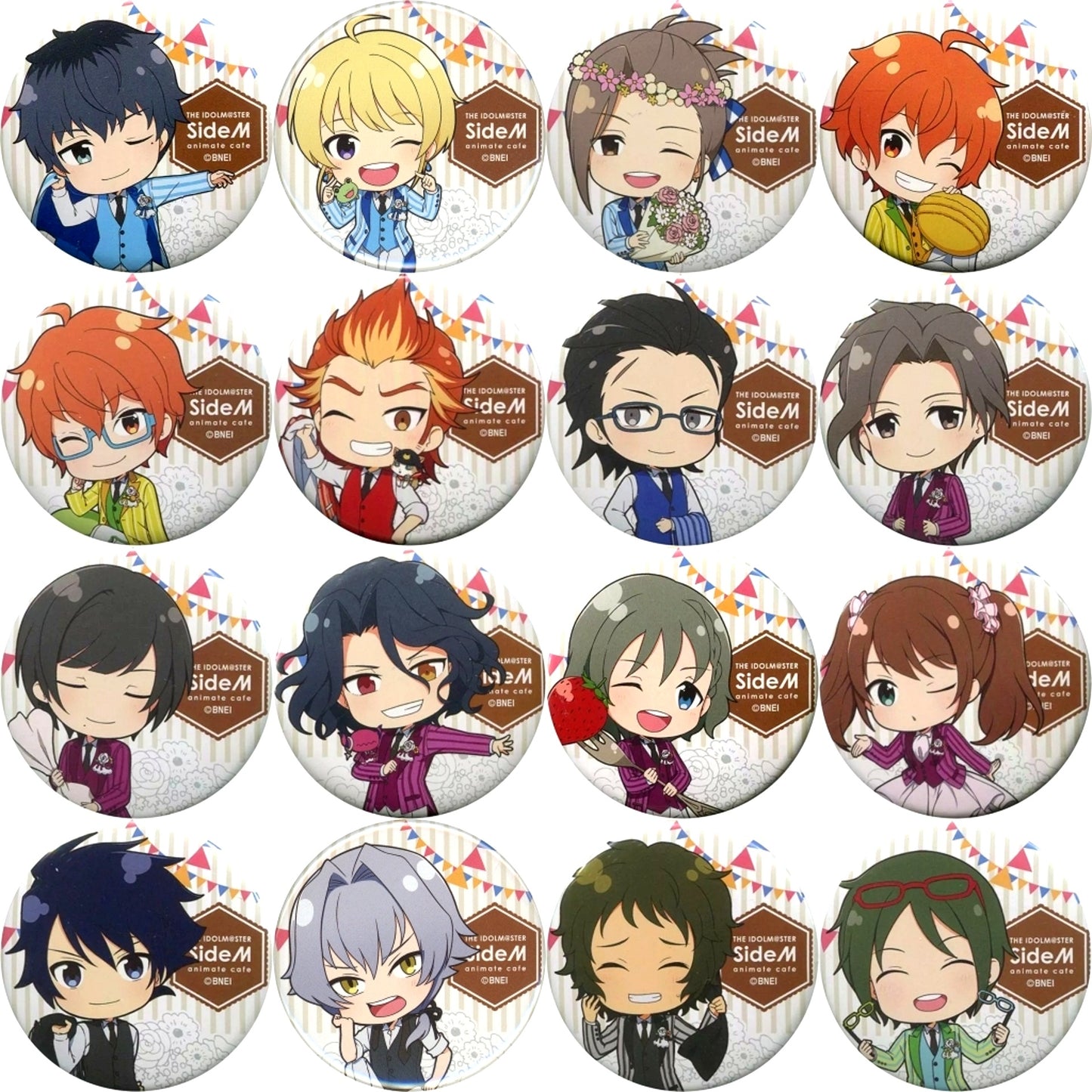 Set of 16 The Idolmaster SideM x animatecafe Trading Badge Garden Party Ver. Group B [USED]
