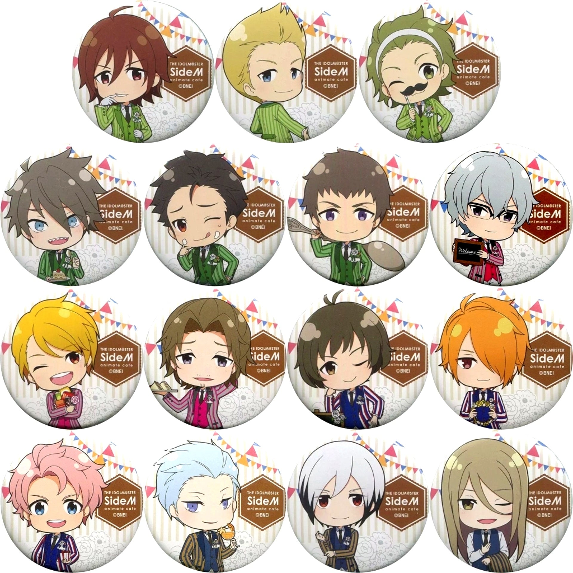 Set of 15 The Idolmaster SideM x animatecafe Trading Badge Garden Party Ver. Group C [USED]