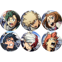 My Hero Academia Two Heroes Izuku Midoriya & Others Original Can Badge FamilyMart Exclusive Target Product Purchase Privilege All 6 Types Set Buttons [USED]