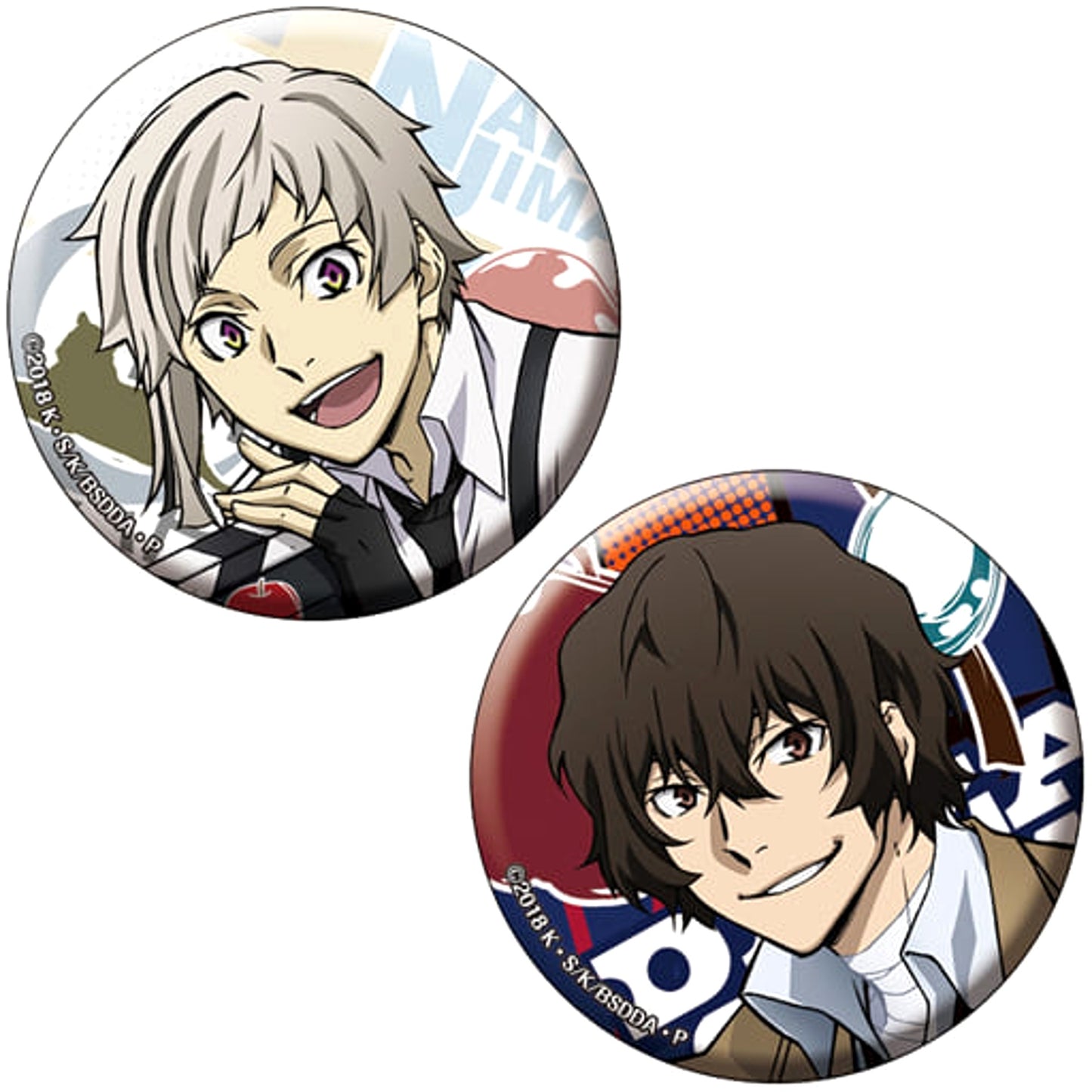 Atsushi Nakajima Osamu Dazai Shooting in Progress!! Ver. Bungo Stray Dogs Dead Apple Set of 2 Button Set A [USED]