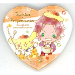 Ensemble Stars! X Sanrio Characters Cafe Mao Isara X Pompompurin Heart Shaped Can Badge A Buttons [USED]
