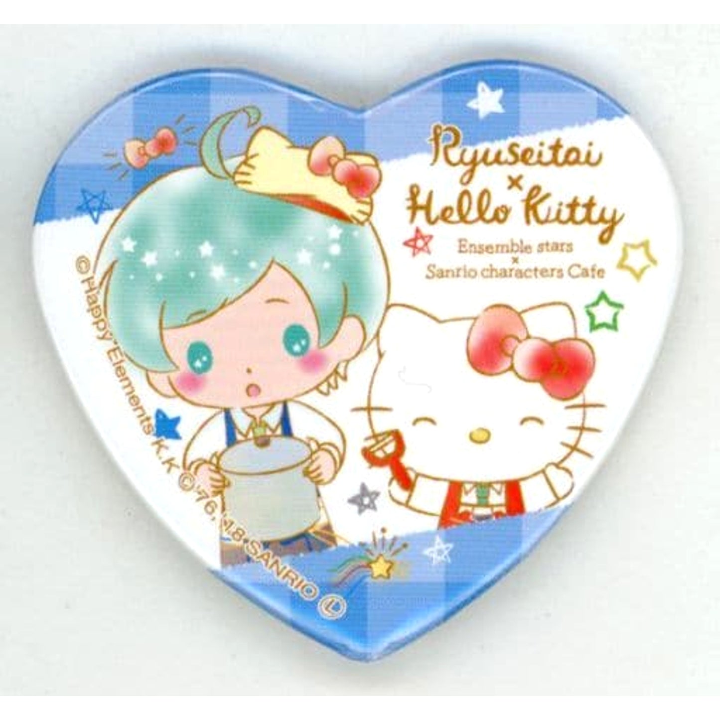 Ensemble Stars! X Sanrio Characters Cafe Kanata Shinkai X Hello Kitty Heart Shaped Can Badge A Buttons [USED]