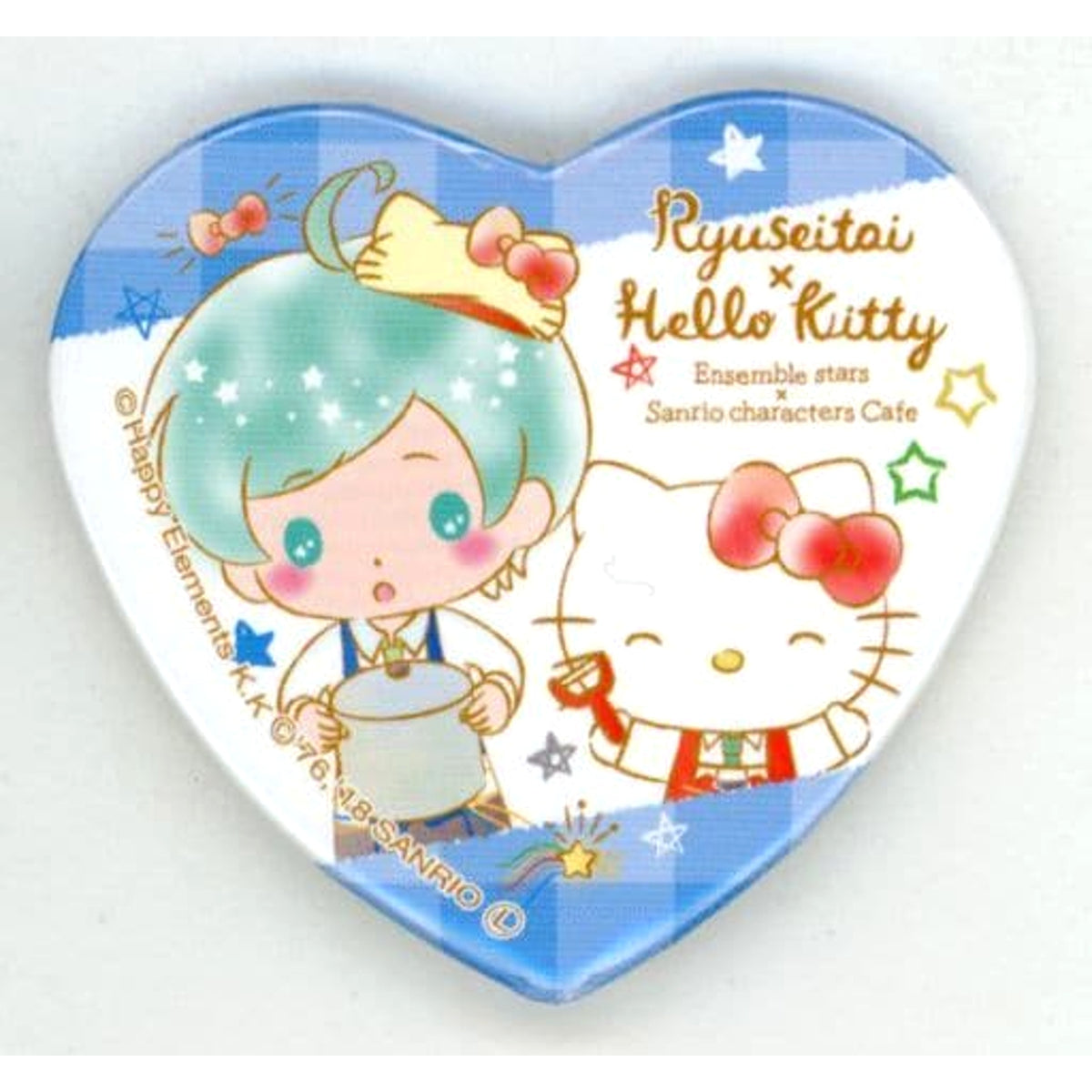 Ensemble Stars! X Sanrio Characters Cafe Kanata Shinkai X Hello Kitty Heart Shaped Can Badge A Buttons [USED]