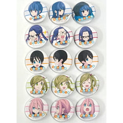 Laid-Back Camp x Machi Asobi Cafe Nadeshiko Kagamihara & Others Lottery Badge All 15 Types Set Buttons [USED]