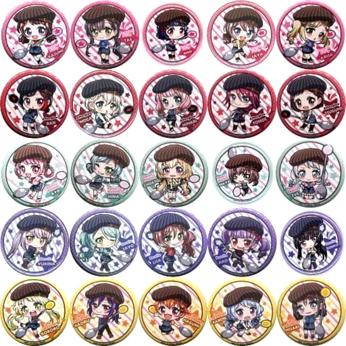 Bang Dream! Girls Band Party! Rimi Ushigome & Others Can Badge Cafe 2018 Limited All 25 Types Set Buttons [USED]