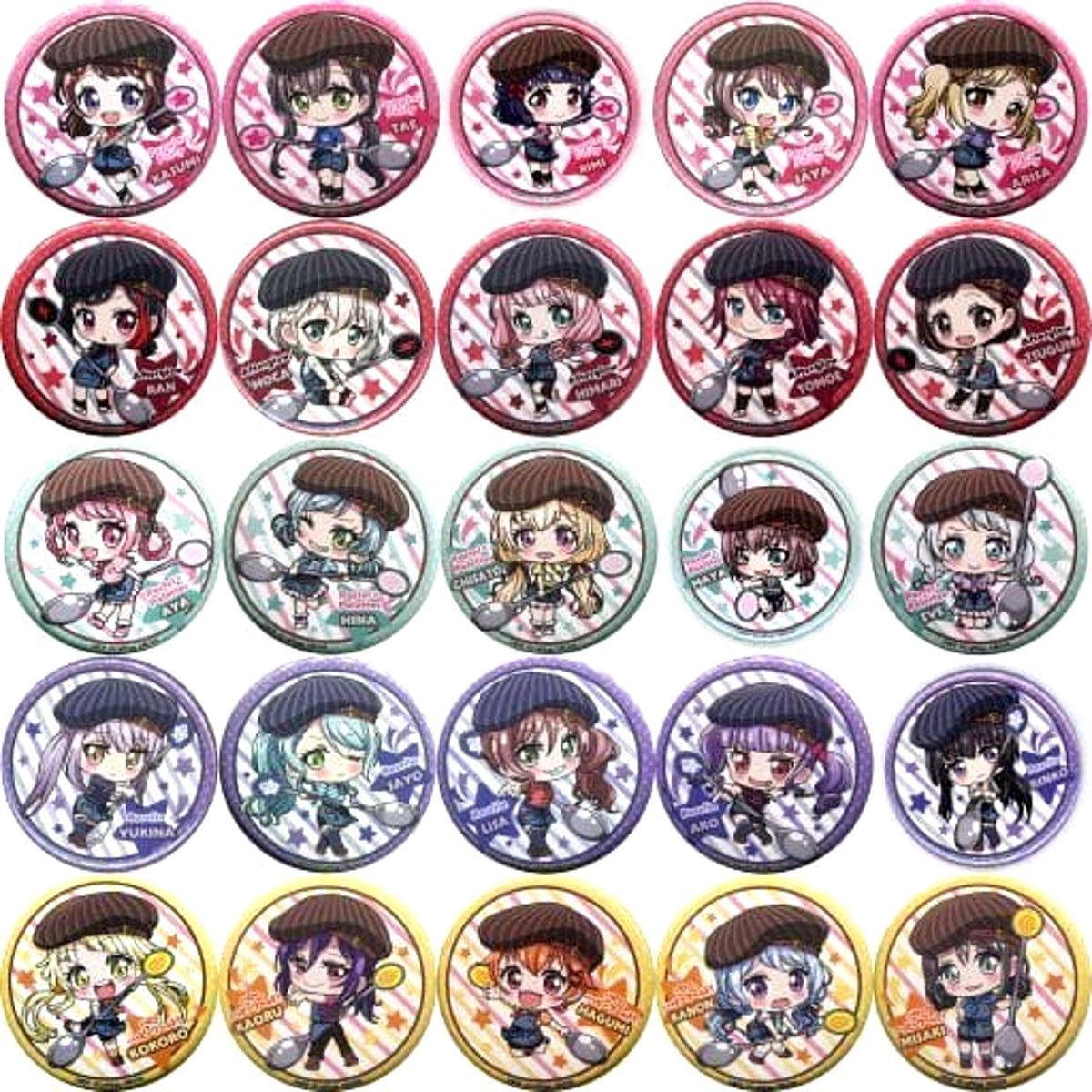 Bang Dream! Girls Band Party! Rimi Ushigome & Others Can Badge Cafe 2018 Limited All 25 Types Set Buttons [USED]