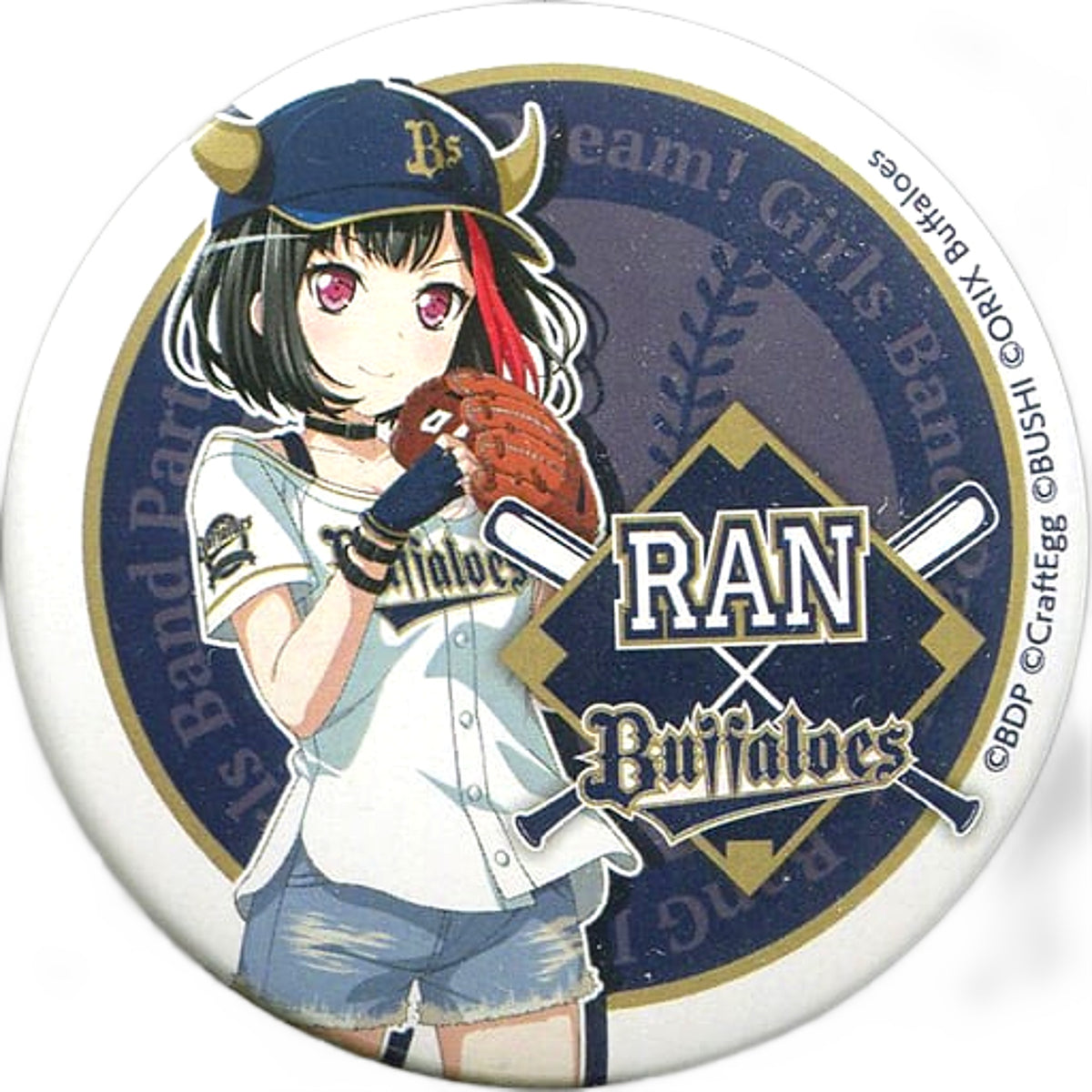 Ran Mitake Upper Body Orix Buffaloes BanG Dream Girls Band Party x Pacific League 6 Teams Collabo Trading Button [USED]