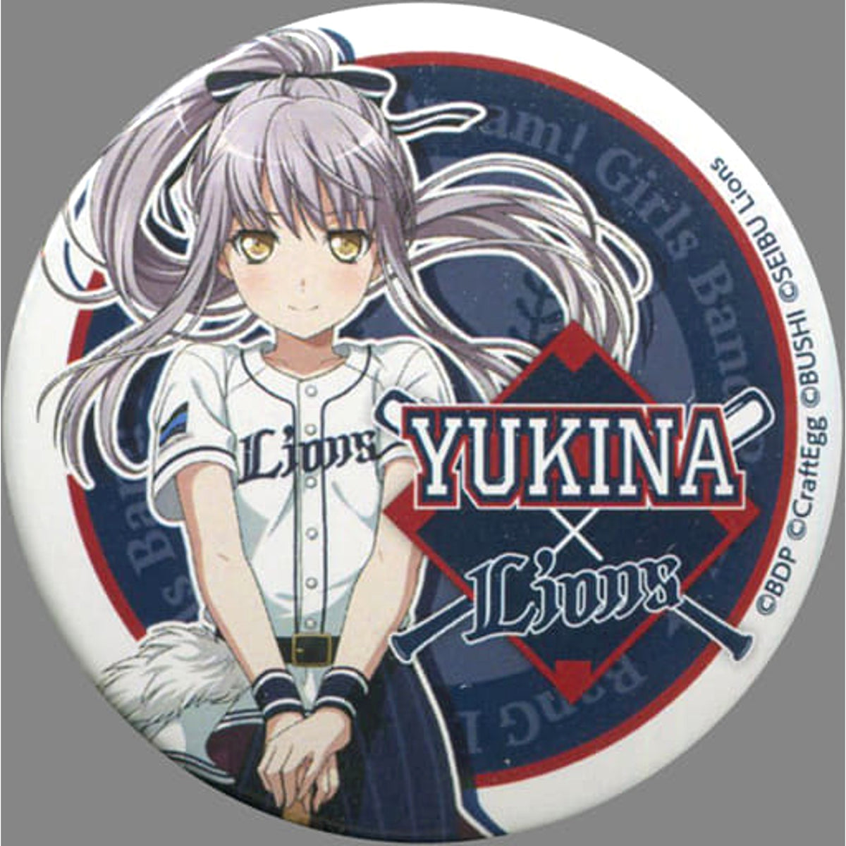 Bang Dream! Girls Band Party! Yukina Minato Saitama Seibu Lions Trading Can Badge Pacific League 6 Team Collaboration Limited Buttons [USED]