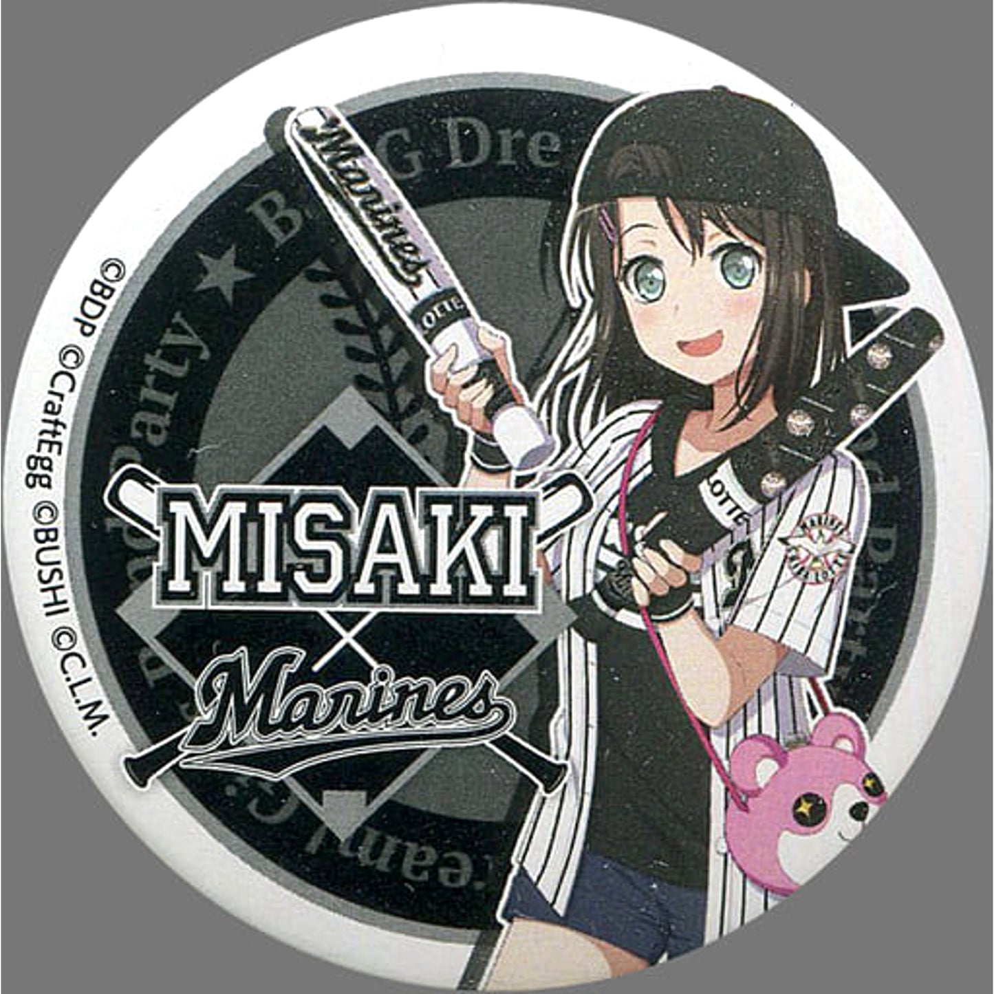 BanG Dream! Girls Band Party! Misaki Okusawa Upper Body Chiba Lotte Marines Trading Can Badge Pacific League 6 Team Collaboration Limited Buttons [USED]